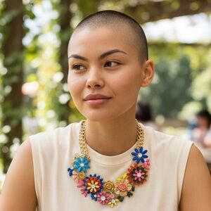 Vibrant Floral Necklace with Gold Chain